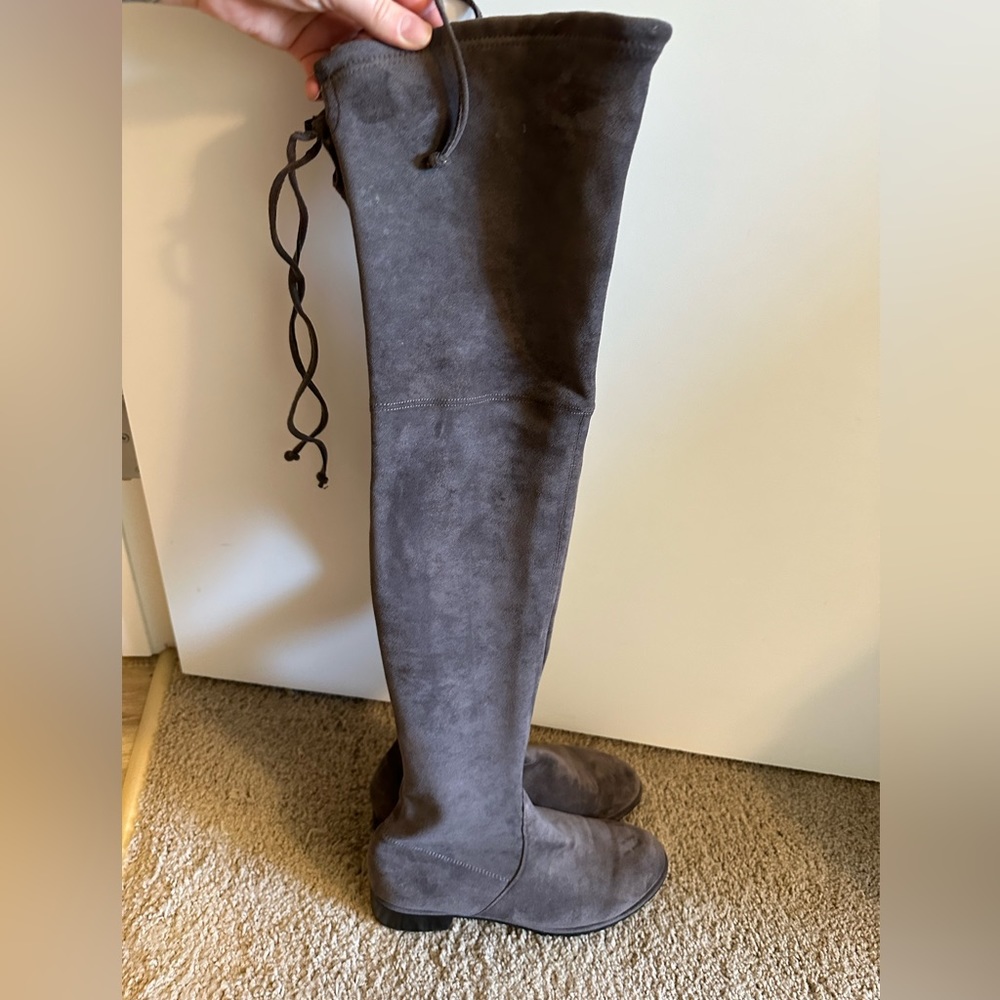 Kaitlyn Pan OTK over the knee suade boots Grey Size 9